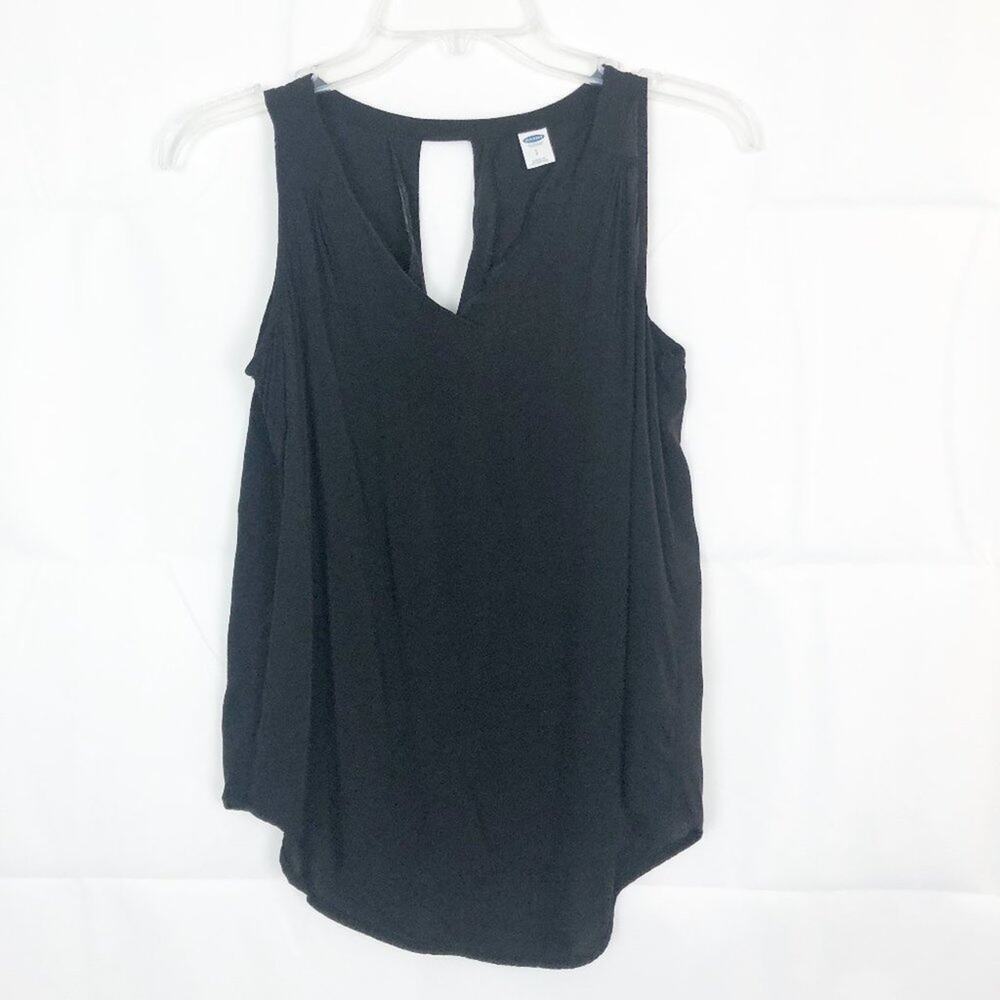 Old Navy I Sleeveless High Low V-Neck Black Top